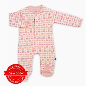 Magnetic Me Pink Elephant Organic Cotton Footie for Baby Girl sizes 3 6 9 months